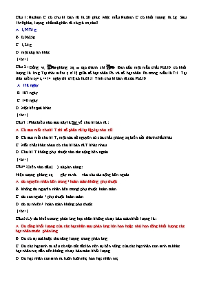 Đề kiểm tra 15 phút môn Vật lý Lớp 12